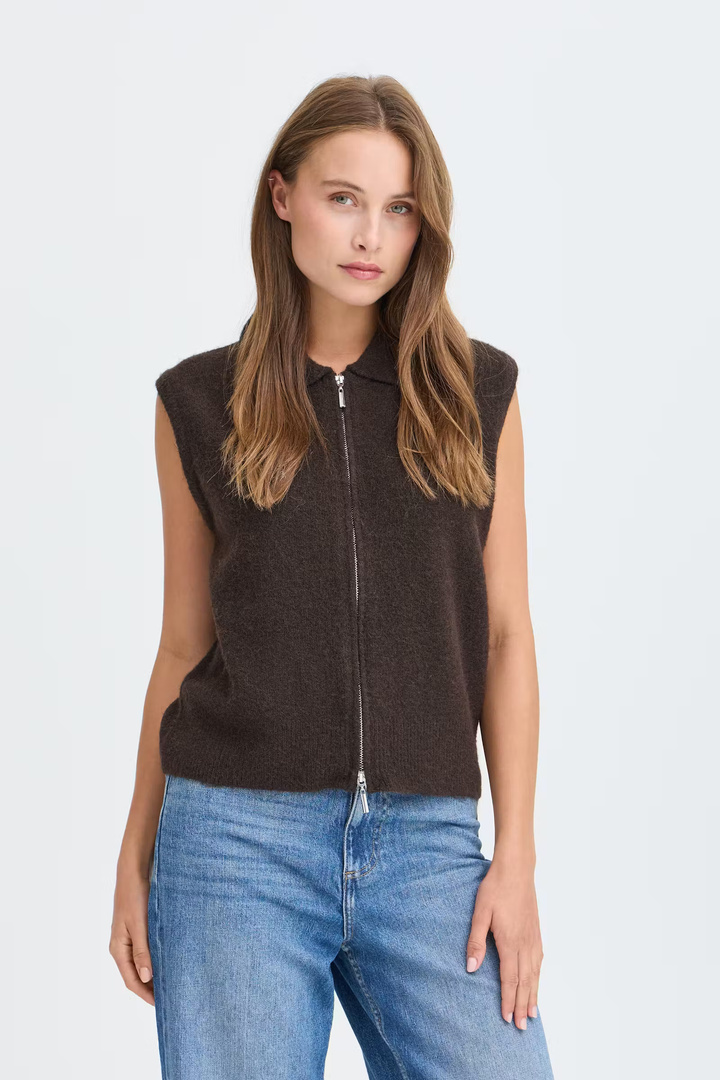 BYOMEA Knitted vest Java Melange / Brown