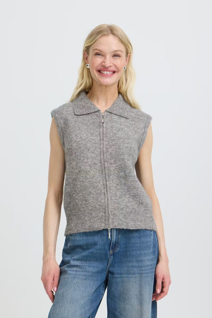 BYOMEA Knitted vest Mid Grey Melange