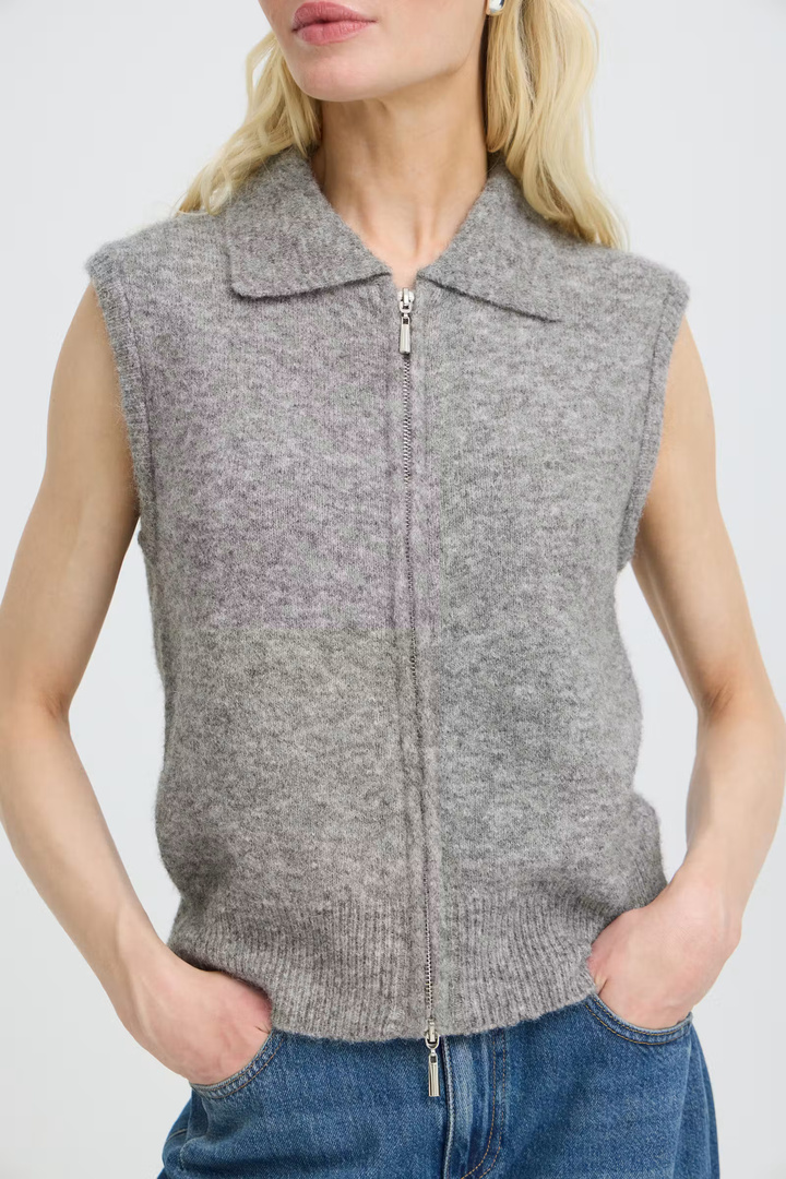 BYOMEA Knitted vest Mid Grey Melange