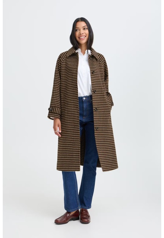 BYCAMIO Coat Olive Night Check / Green