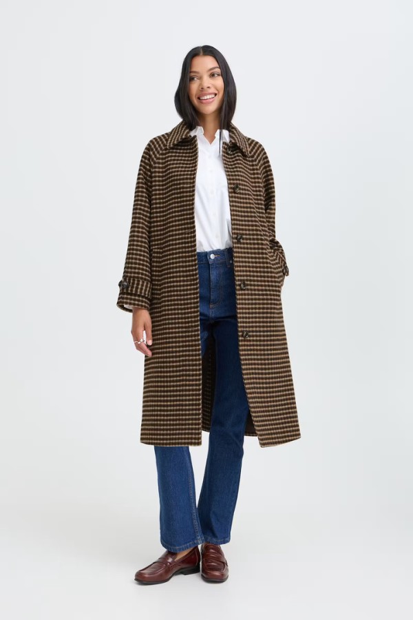 BYCAMIO Coat Olive Night Check / Green