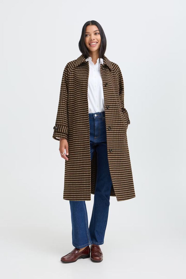 BYCAMIO Coat Olive Night Check / Green