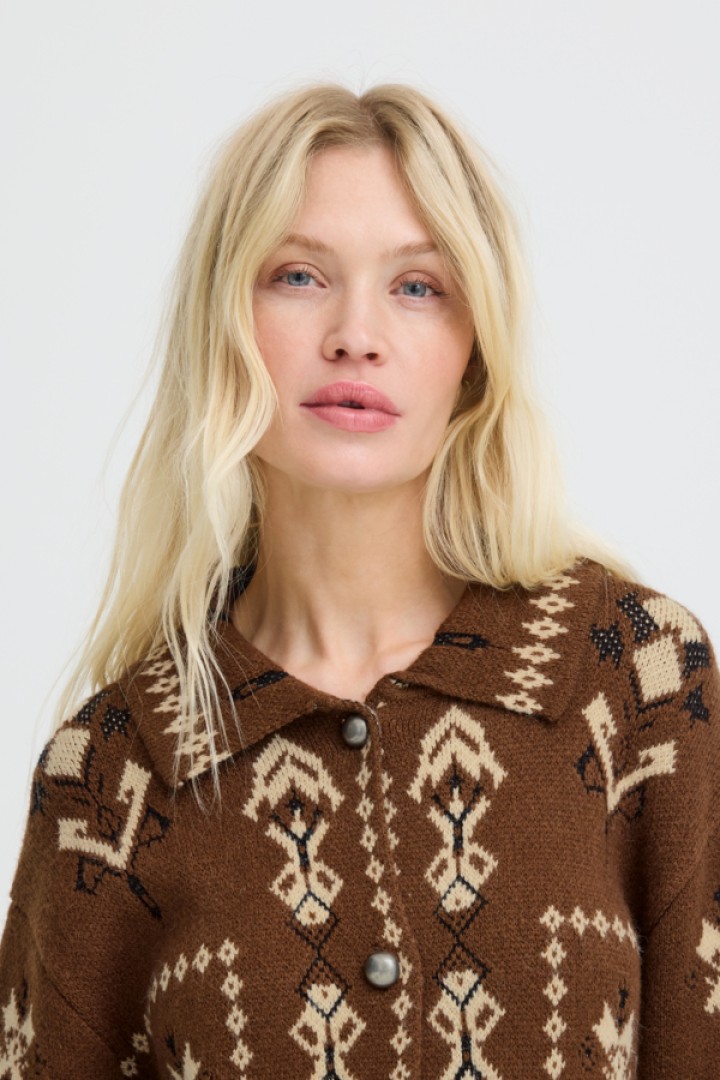 BYORLI JACQUARD CARDIGAN Brown