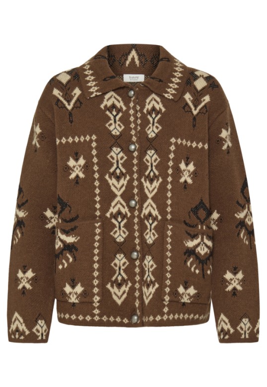 BYORLI JACQUARD CARDIGAN Brown