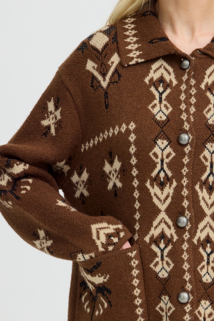 BYORLI JACQUARD CARDIGAN Brown