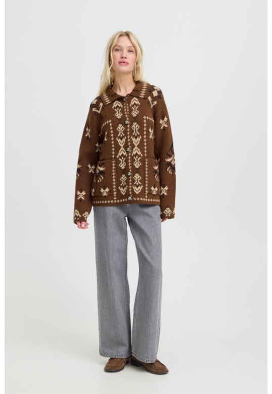 BYORLI JACQUARD CARDIGAN Brown