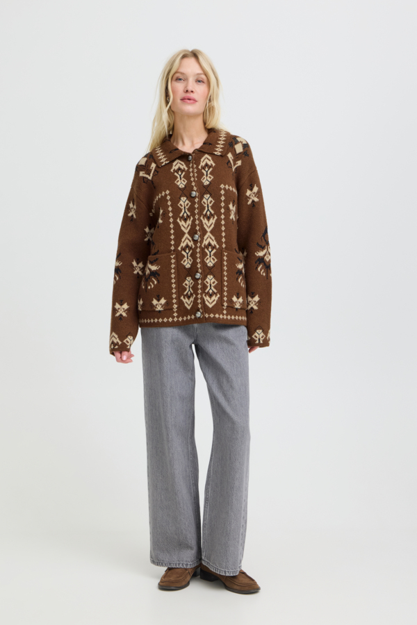 BYORLI JACQUARD CARDIGAN Brown