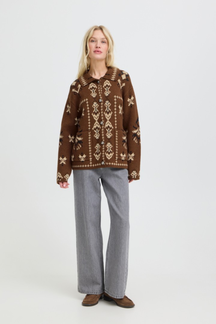 BYORLI JACQUARD CARDIGAN Brown