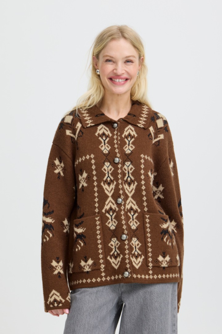 BYORLI JACQUARD CARDIGAN Brown