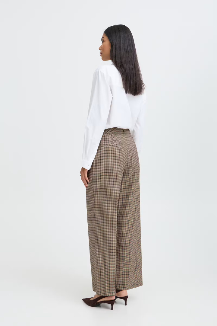CITY STOLO Pants Sepia Check / Green