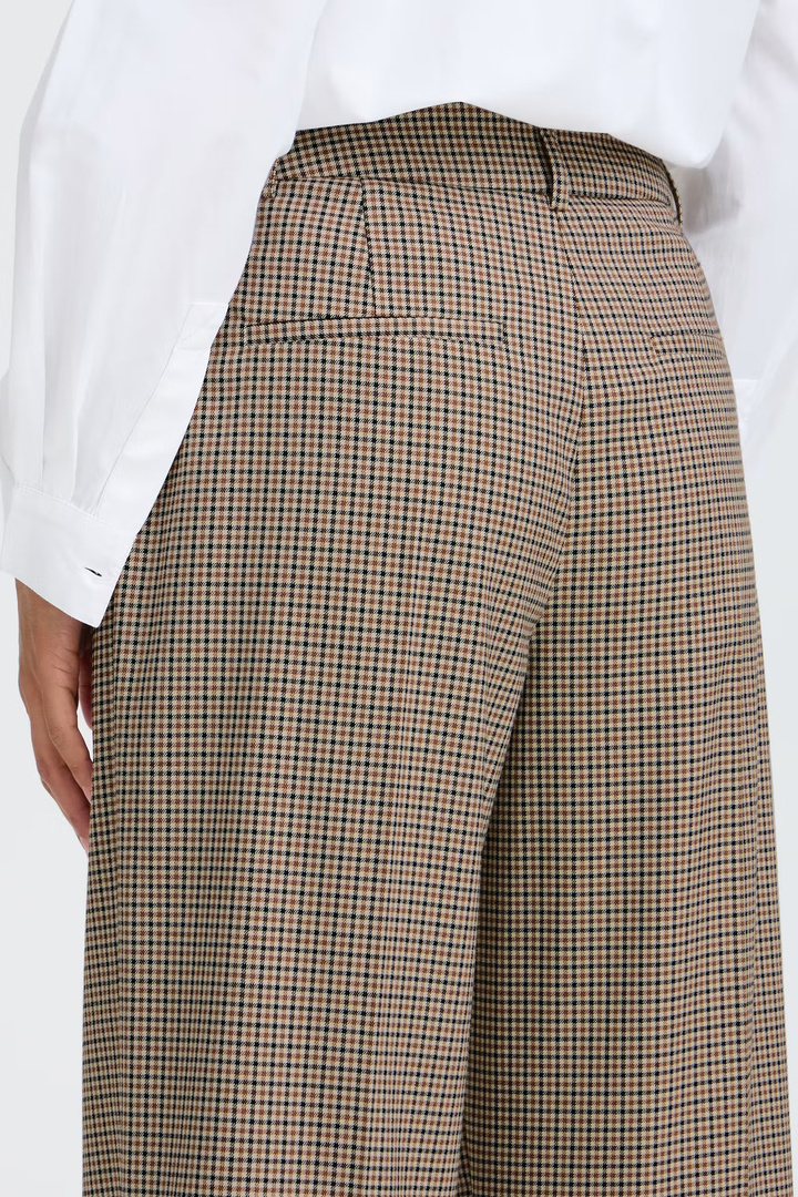 CITY STOLO Pants Sepia Check / Green