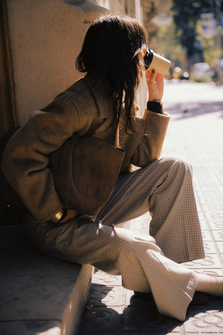 CITY STOLO Pants Sepia Check / Green