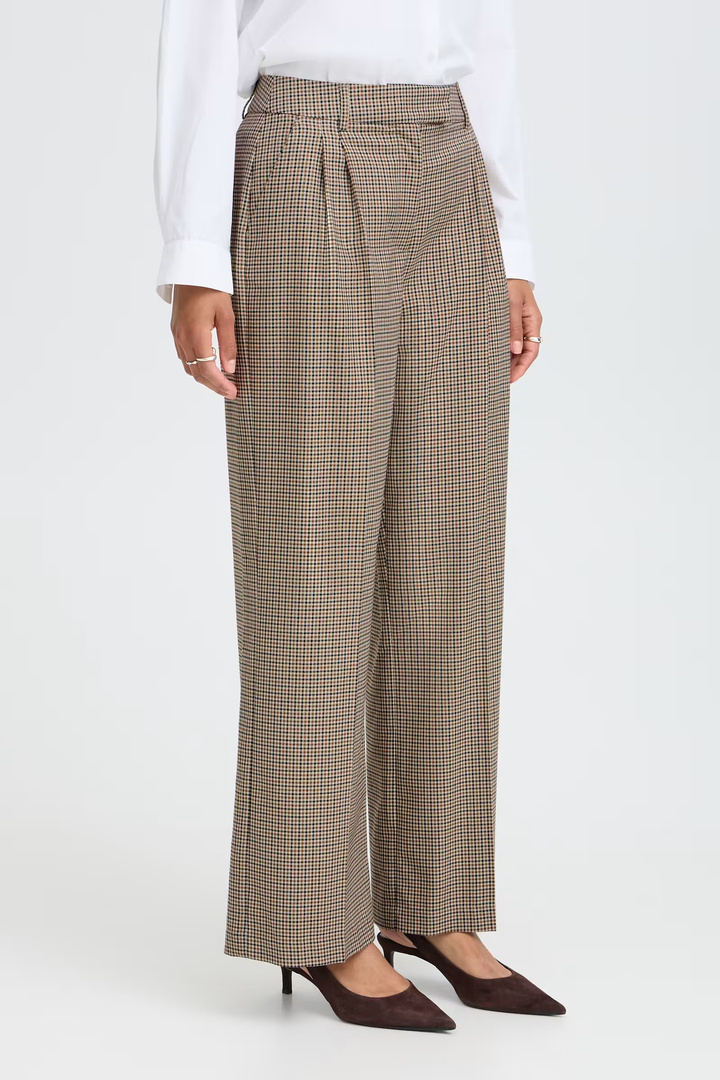 CITY STOLO Pants Sepia Check / Green
