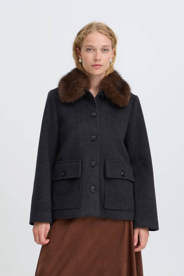 BYBECILA Outerwear Dark Grey Melange