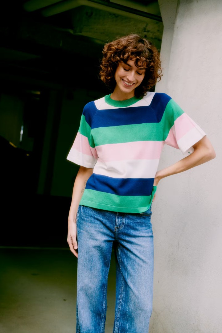 BYMMORLA Pullover PARFAIT PINK BLOCK STRIPE