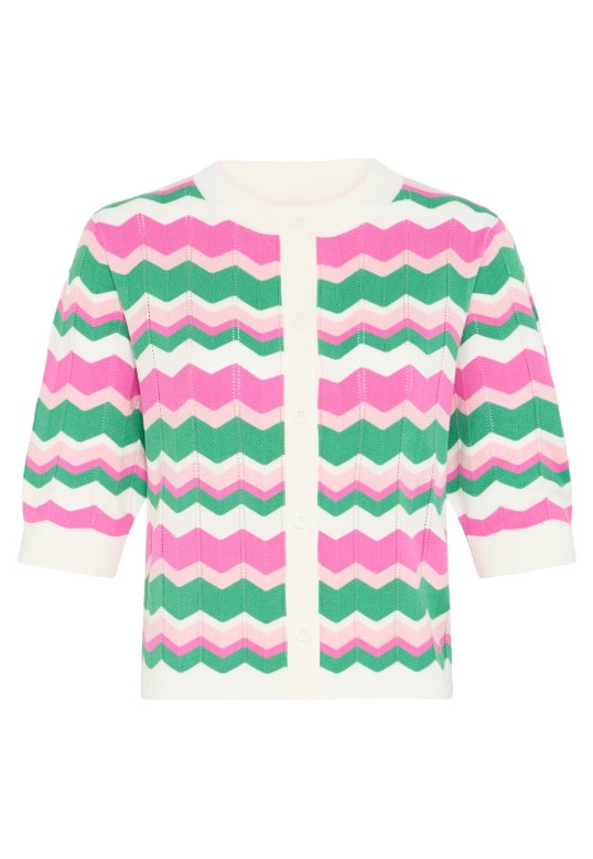 BYMMORLA Cardigan PHLOX PINK ZIG ZAG