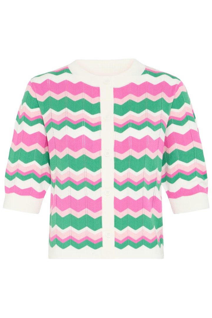 BYMMORLA Cardigan PHLOX PINK ZIG ZAG