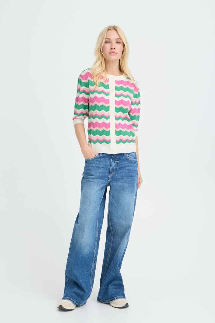 BYMMORLA Cardigan PHLOX PINK ZIG ZAG