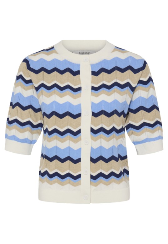BYMMORLA Cardigan BLUE WHITE ZIG ZAG