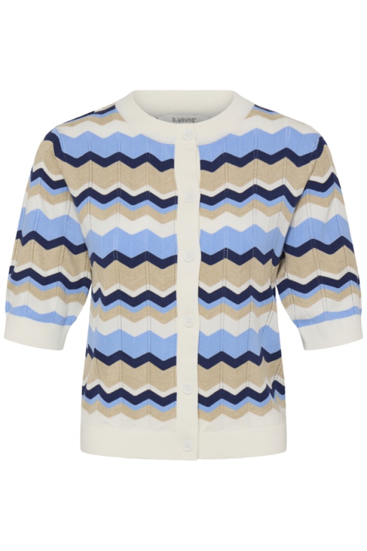 BYMMORLA Cardigan BLUE WHITE ZIG ZAG