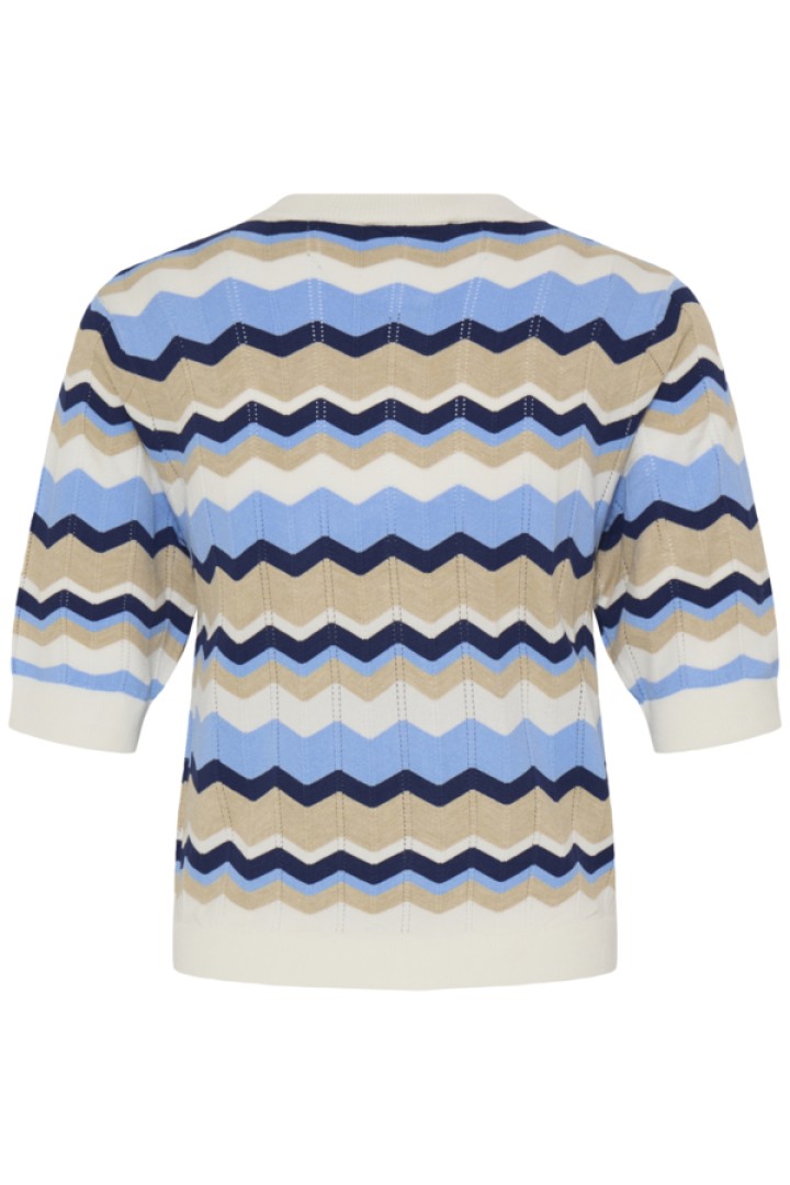 BYMMORLA Cardigan BLUE WHITE ZIG ZAG