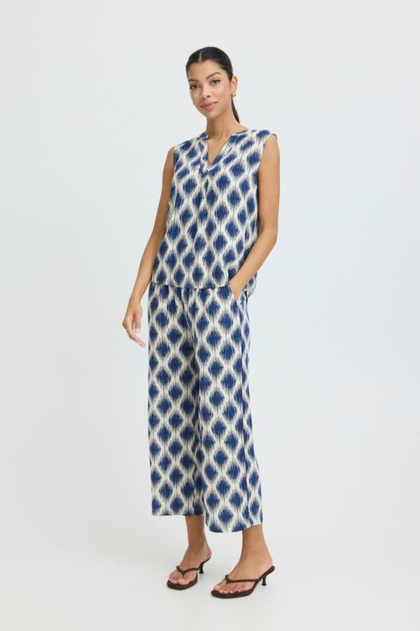 BYMMJOELLA Blouse Ogee Ikat With Blue