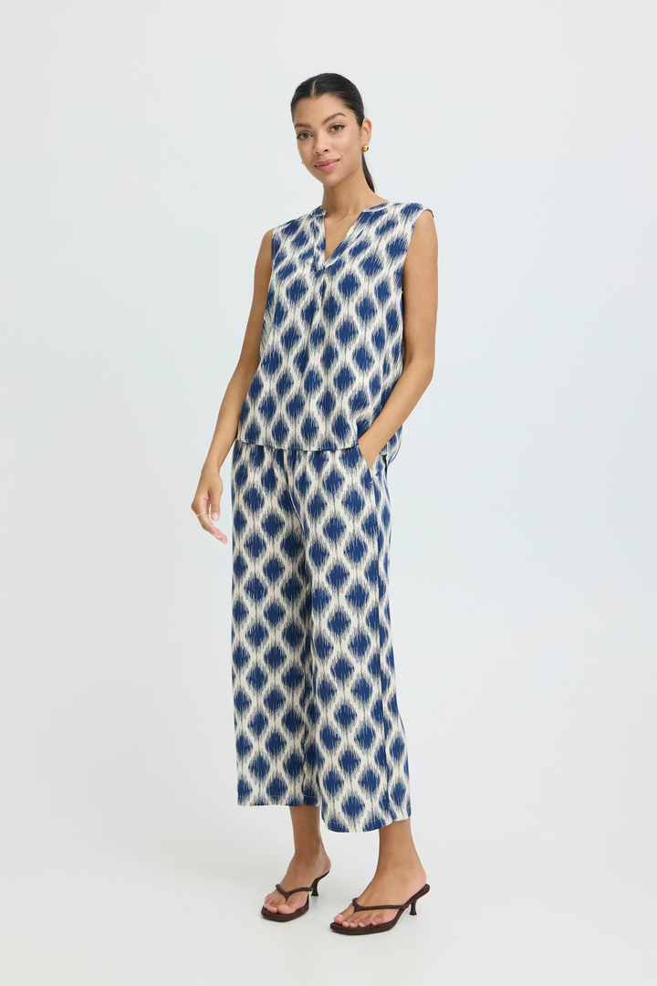 BYMMJOELLA Blouse Ogee Ikat With Blue