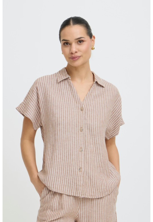 BYFALAKKA Shirt Woodsmoke Stripe / Brown