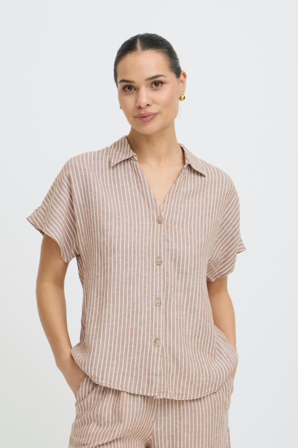 BYFALAKKA Shirt Woodsmoke Stripe / Brown