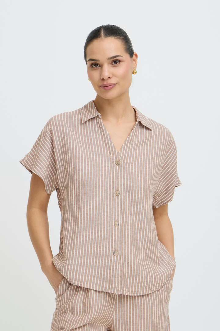 BYFALAKKA Shirt Woodsmoke Stripe / Brown