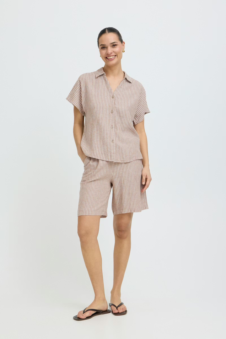BYFALAKKA Shirt Woodsmoke Stripe / Brown