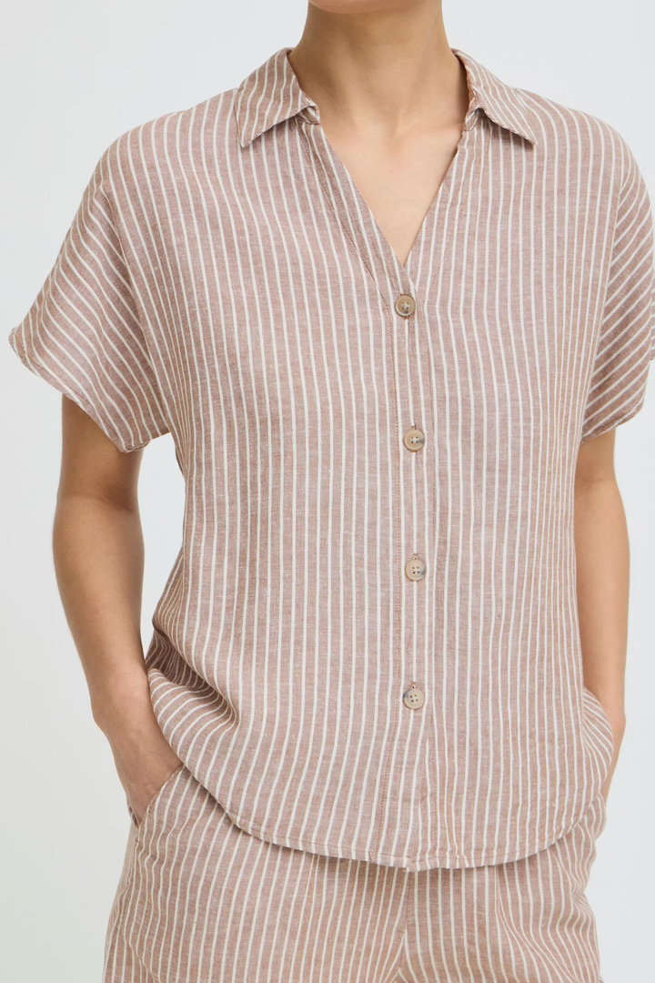 BYFALAKKA Shirt Woodsmoke Stripe / Brown