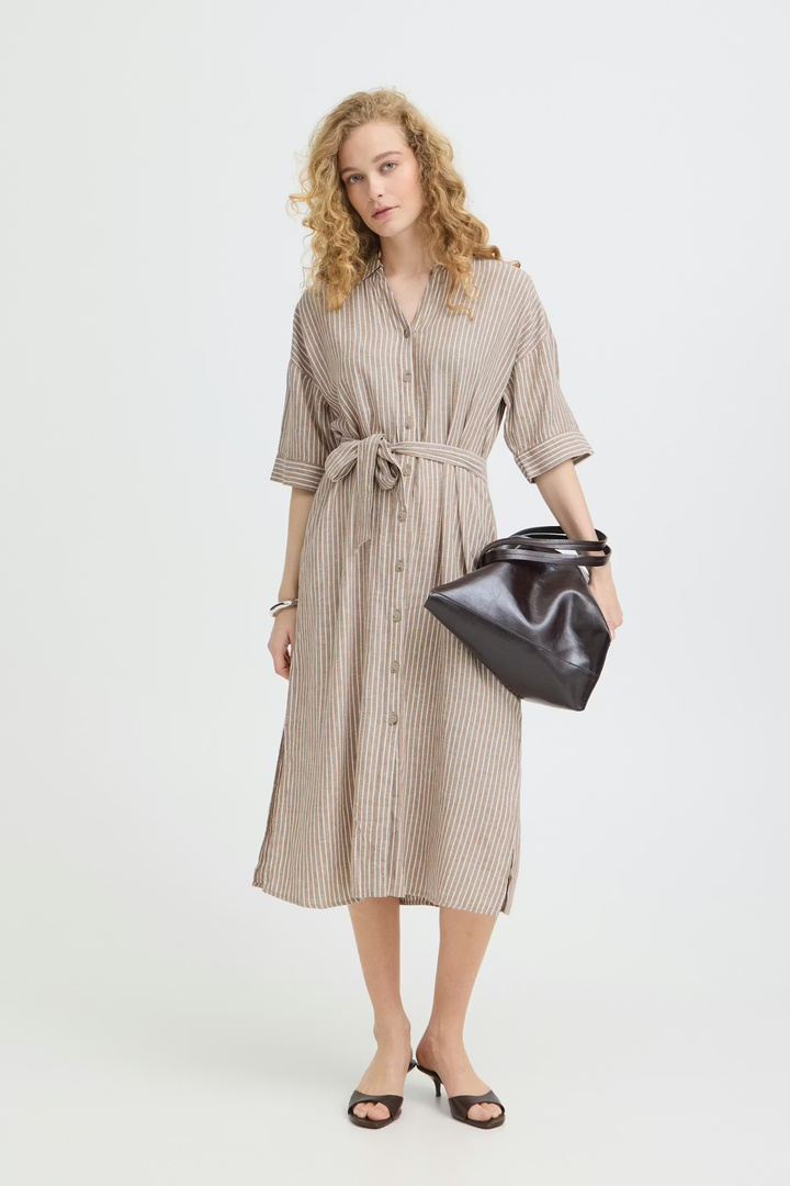 BYFALAKKA Dress Woodsmoke Stripe / Brown