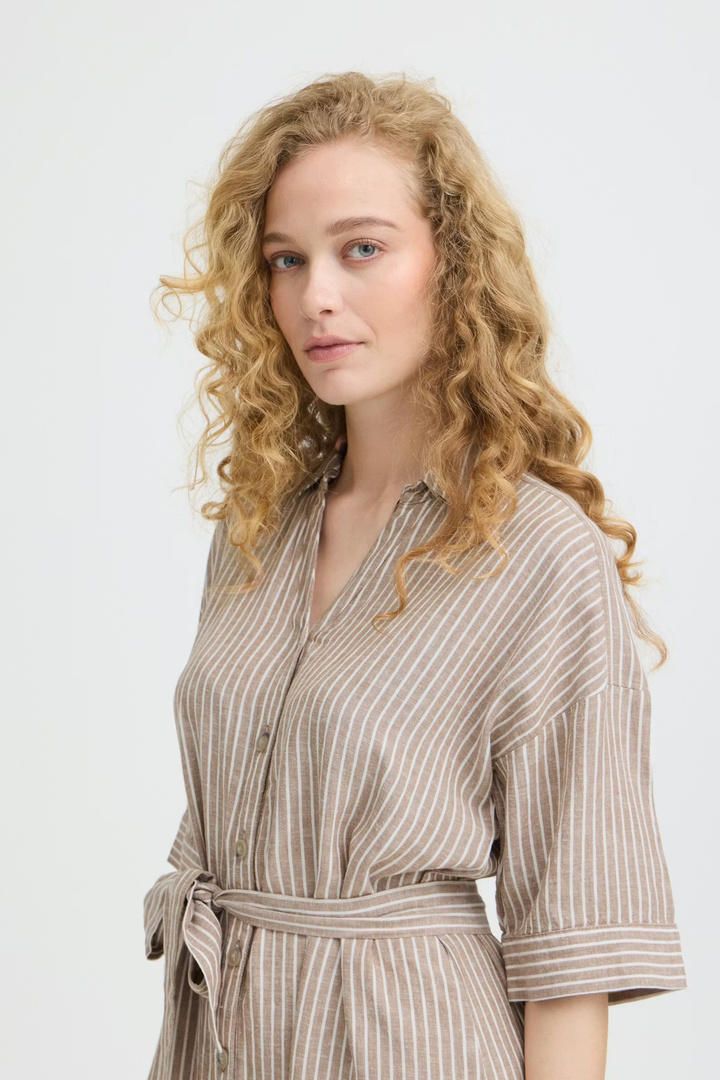 BYFALAKKA Dress Woodsmoke Stripe / Brown
