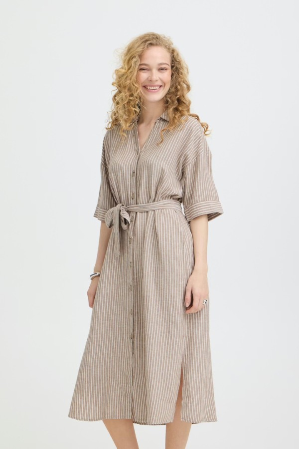 BYFALAKKA Dress Woodsmoke Stripe / Brown