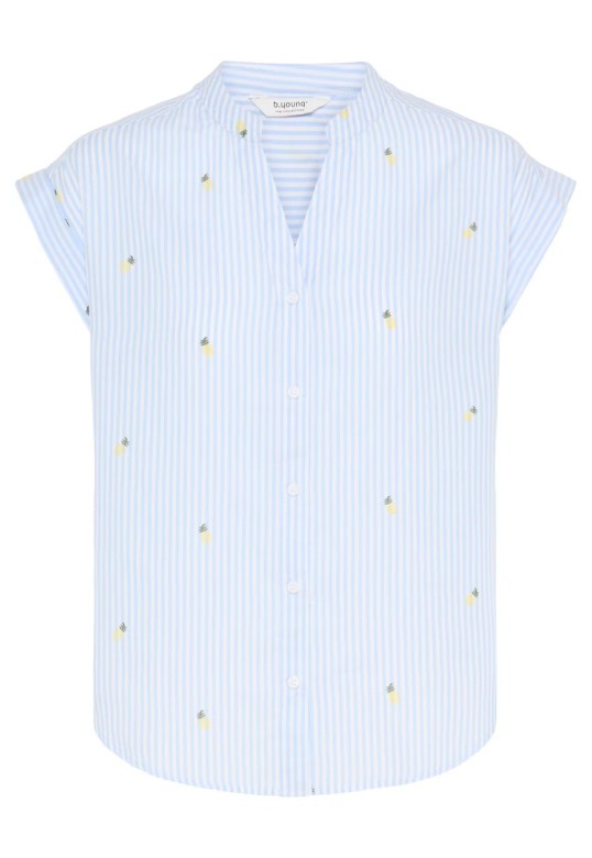 BYISILAS Shirt Blue Stripe Pineapple