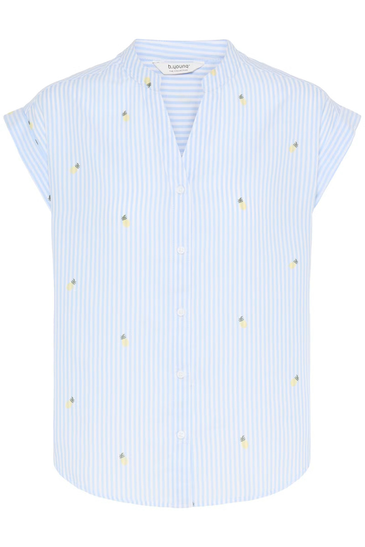 BYISILAS Shirt Blue Stripe Pineapple