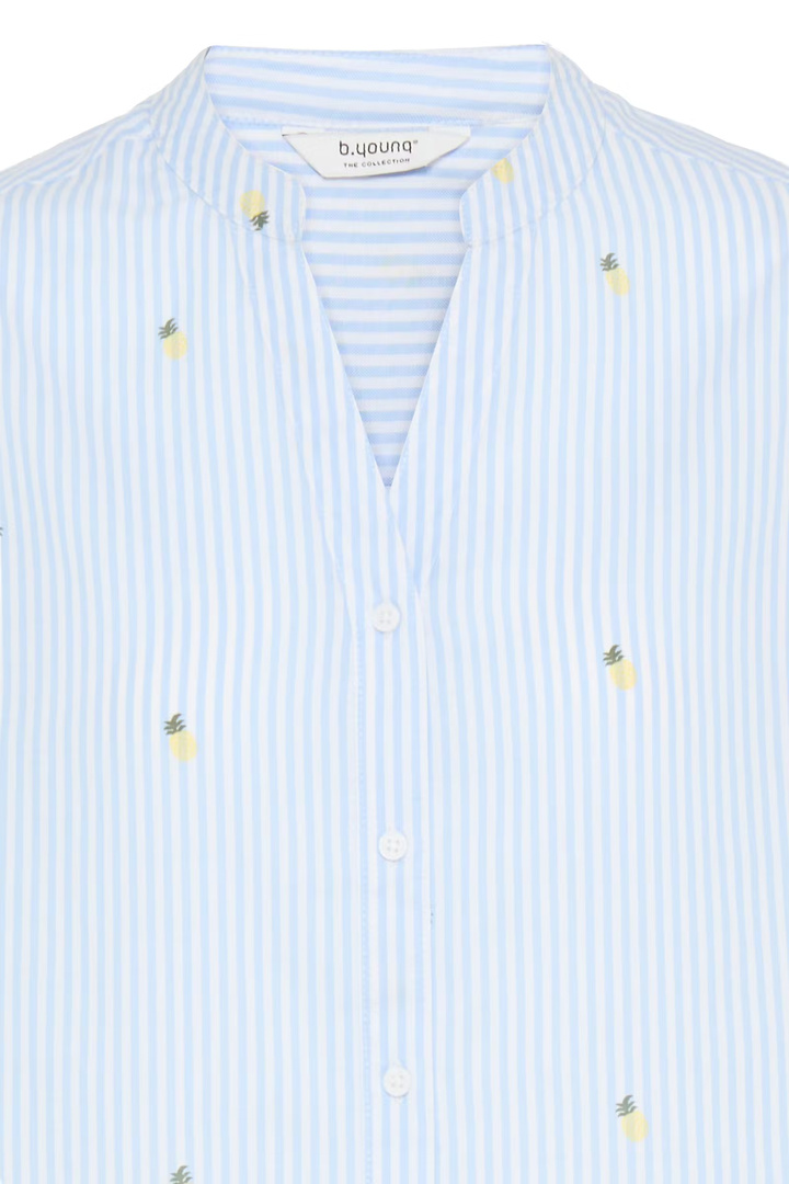 BYISILAS Shirt Blue Stripe Pineapple