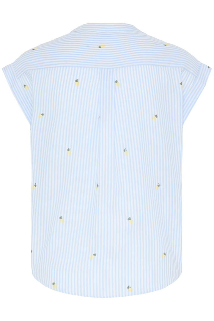 BYISILAS Shirt Blue Stripe Pineapple
