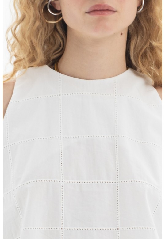 Sleeveless High-Neck Top White