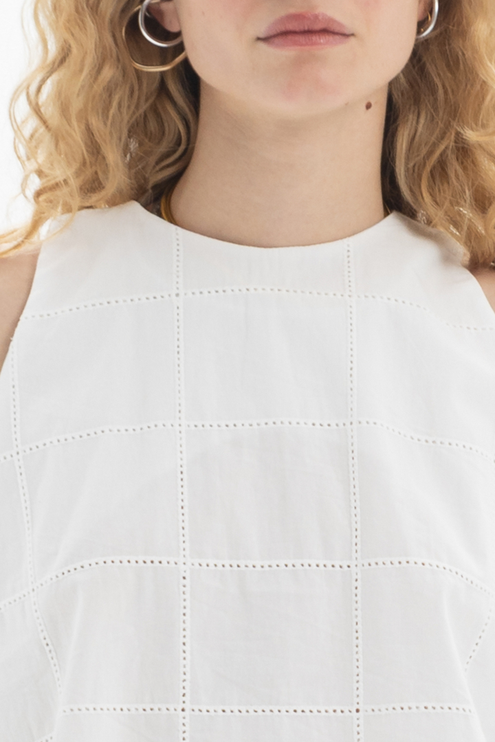 Sleeveless High-Neck Top White