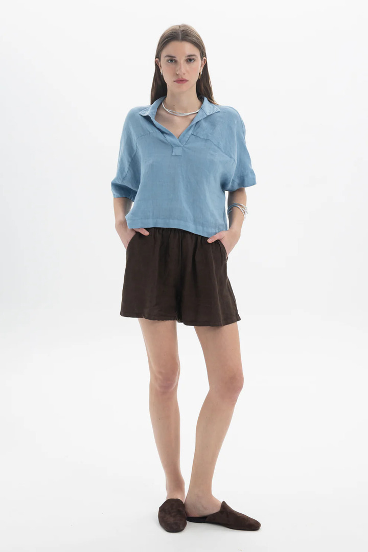 Linen Shorts Brown