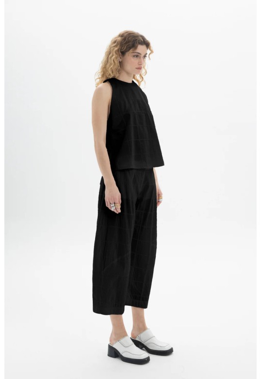 Cropped Straight Pants Black
