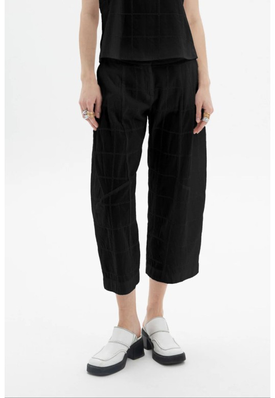 Cropped Straight Pants Black