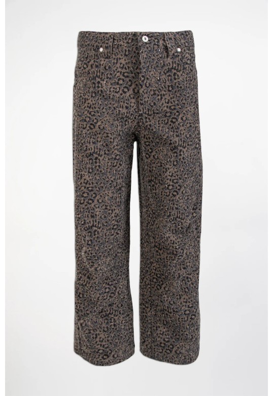 Animal Print Crop Denim Trousers