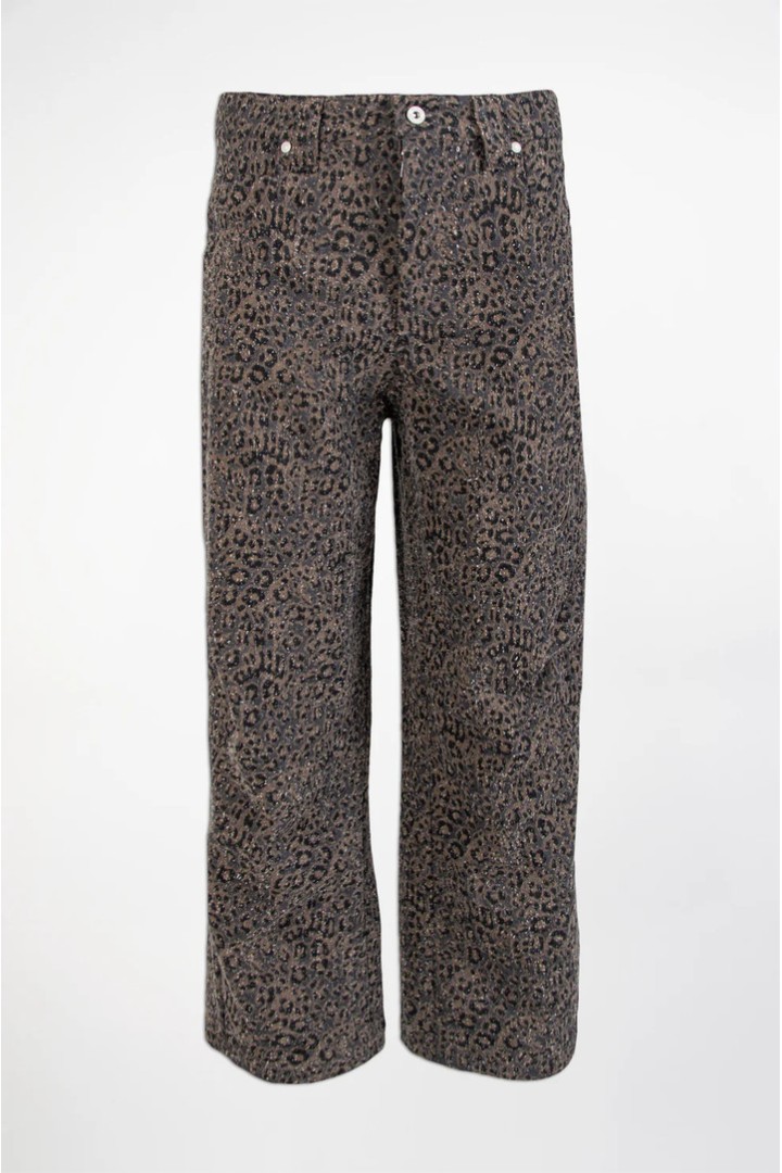 Animal Print Crop Denim Trousers