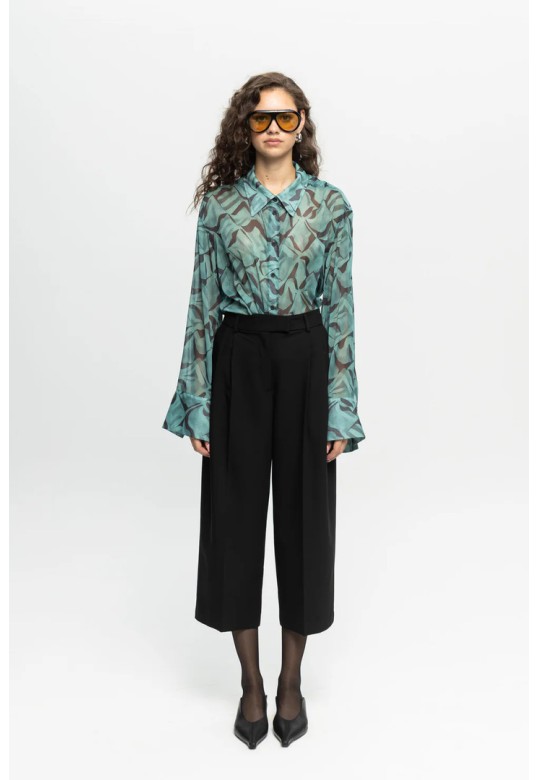 Cropped Trousers Black