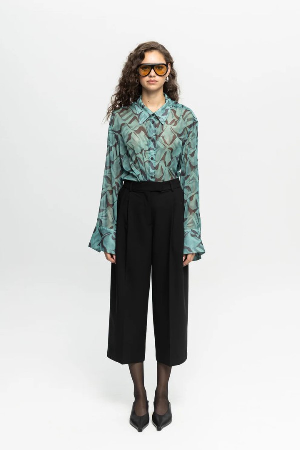Cropped Trousers Black