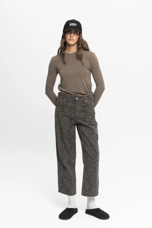 Animal Print Crop Denim Trousers