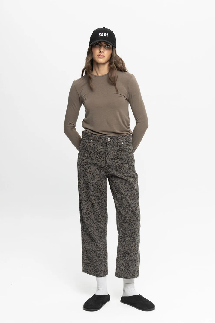 Animal Print Crop Denim Trousers